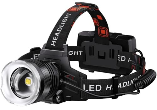 SIDARK Stirnlampe Led Wiederaufladbar,Superhell 120000 LUX Kopflampe Stirnlampe mit 8 Lichtmodi & 9000mAh Grosse Kapazität AKKU & IPX7 Wasserdichte & 90° Stirnlampe Für Outdoor Camping