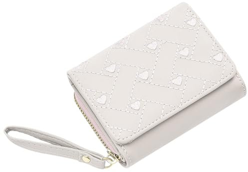 Jadin Porte Monnaie Femme, Petit Porte Monnaie avec Bouton Pression en Métal, Portefeuille en PU pour Femme avec Porte Monnaie avec Plusieurs Emplacements pour Cartes et Compartiments,10,5 x 8cm,Blanc