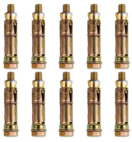 10 Pcs M8*60mm Anchor Bolts, Expansion Screw, Hex Bolt Sleeve Concrete, Wall Anchors for Brick, Carbon Steel Concrete Screws for Masonry, Heavy Duty Wall Fixings Plugs