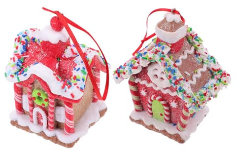 Cabilock 2St Weihnachtslebkuchenhaus weihnachtsdeko Christmas House Weihnachtsverschönerung Lebkuchenhaus Baumschmuck Dekorationen für Lebkuchenhäuser weihnachtliche Mini-hausdekore Harz