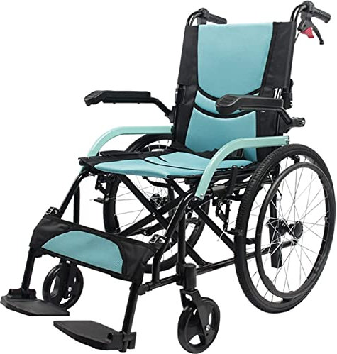 XAoSCd Selbst Antreiben Aluminium Haushalt Mobile Tragbare Rollstuhl Klapp Manuelle Transit Reise Stuhl Mit Flip Zurück Armlehnen &,