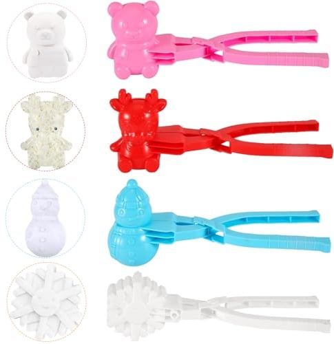 4 Stück Schneeballmacher, Cartoon Schneeball Maker, Schneeball Former, Schneeballzange, Schneespielzeug für Kinder, für Schneeballkämpfe, Winter Outdoor-Aktivitäten, Strandspiele (MehrfarbigB)