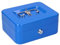 DIVID® Geldkassette zum abschließen, inkl 2 Schlüssel, inkl Münzgeldeinsatz, Stahl (Blau, L: 20 x 16 x 9cm)