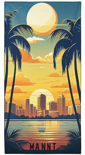 YISUMEI Sun Palm Trees Beach Towels for Adults Extra Large 180 x 90 cm, Microfibre Lightweight Quick Dry Towel for Swimming Pool Cruise Travel Sports Camping