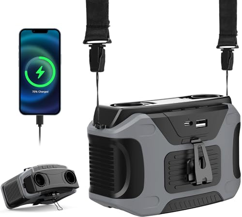 ROWXubau Portable Waist Fan with 5 Speeds, 20000mAh Battery Hands-Free Rechargeable Belt Fan, 16000RPM Strong Airflow, Dual-Sided Clip On Wearable Fans for Camping Travel Jobsite Farms Fishing