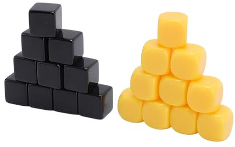 16 Mm Schwarz Gelber Plastik Impact Proof Dice, DIY -Set mit Aufbewahrungstasche Ideal für Brettspiele, Würfelspiele, Mathe -Spiele
