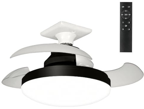 Ventilador de techo LED, ventilador de techo con luces, ventilador de techo retráctil sin aspas con luces, control remoto, dispositivo de refrigeración para el hogar