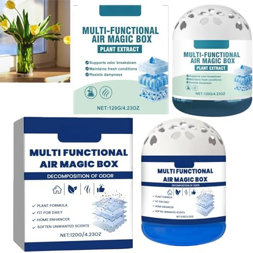 2PCS Air Magic Box,Multi-Functional Air Purifier & Dust Removal Magic Box, Automatic Air Freshener Gel for Bedroom, Home, Office,Indoor Air Purification Dust Removal Magic Box