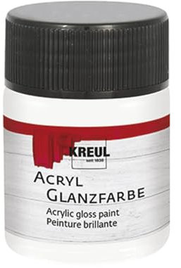 Kreul 79518 - Acryl Glanzfarbe, 50 ml Glas in farblos, glänzend-glatte Acrylfarbe zum Anmalen und Basteln, auf Wasserbasis, speichelecht, schnelltrocknend und deckend
