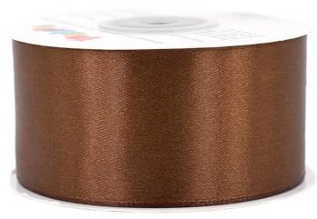 Satinband 38mm x 25m Rolle - FARBAUSWAHL in 3/6/12/18/25/38/50/75/100mm - farbecht & waschbar - Schleifenband für Hochzeit - Geschenkband zum Verpacken Dekorieren Basteln - Braun 870