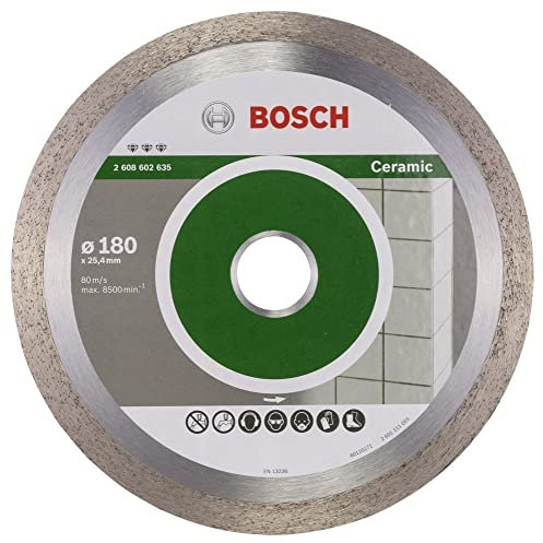 Bosch 1x PRO Ceramic Diamanttrennscheiben für 25,4‑mm-Bohrung und Fliesenschneider (für Fliesen, Harte Fliesen, Ø 180 mm, Professional Zubehör Tischkreissäge)