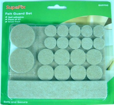 Pack of 27 self adhesive assorted sizes felt guard set