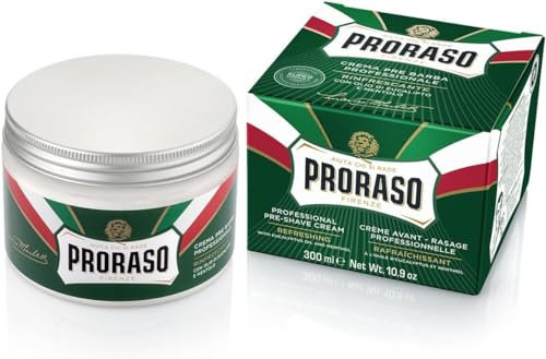 Proraso Crema pre afeitado, 300 ml, crema facial hombre refrescante, crema barba con eucalipto y mentol para un afeitado impecable, regalo hombre, verde