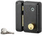 THIRARD - Serrure verticale en applique double entrée à fouillot pour porte d'entrée, gauche, 76x130mm, axe 45mm, noir, 3 clés