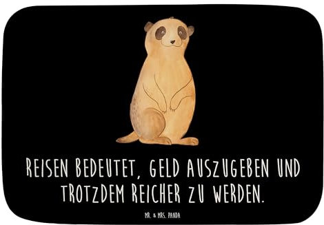 Mr. & Mrs. Panda Badvorleger Erdmännchen - Geschenk, Teppich Badezimmer, Afrikareise, Badezimmermatten, Roadtrip, Afrika, Duschvorleger, Spruch,