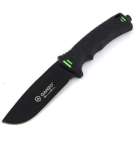 Ganzo G8012 Couteau à Lame Fixe avec Couteaux de Survie Fire Starter (G8012-BK)