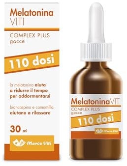 Melatonina Viti - Complex Plus Gocce, 120 Dosi Integratore per il Sonno con Biancospino e Passiflora, per un Sonno Sereno e Naturale, 30 ml