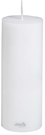 Sovie CANDLES Stumpenkerze | Hochzeit Votivkerze Blockkerze | 1 Flachkopfkerze in Weiß (Ø70mm x 200mm)