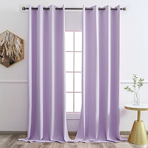 YGO Deko-Fenstervorhänge, 132,1 x 241,3 cm, Flieder Thermovorhang Vorhänge mit Ösen oben, isoliert Lichtblock-Jalousien für Baby Mädchen Wohnzimmer ein Paar