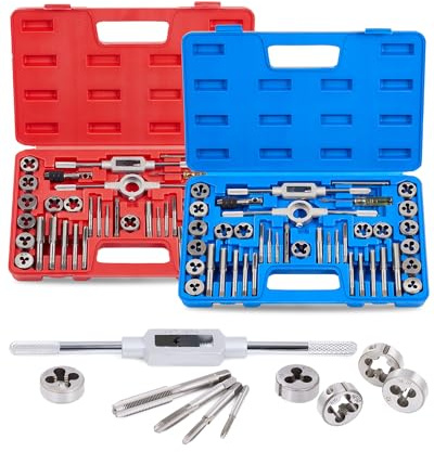 Orion Motor Tech 80pc Tap and Die Set in SAE and Metric Sizes, Metric and Standard Tap Set and Die Tool Set for Internal and External Threading