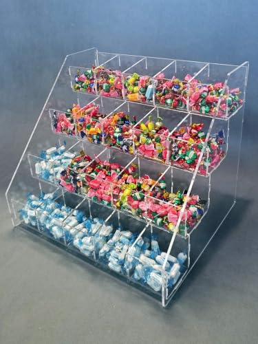 Astroplastic Espositore Contenitore Trasparente in plexiglass Trasparente da banco Porta Caramelle, Snack, gomme, etc. (4 alzate)