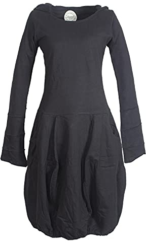 Vishes - Alternative Bekleidung - Warmes Damen Langarm Winterkleid Ballonkleid Tulpen-Kleid Zipfelkapuze