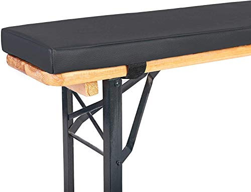 TexDeko® Bierbankauflage gepolstert für Bierzeltgarnitur 180x25x4cm (kurz) XL Polsterung Biertisch-Auflage (Kunstleder, Anthrazit)