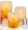 AnnSpa 3 Set Ahornblatt LED Kerzen Batteriebetriebene mit 10-Tasten-Fernbedienung und Radfahren 24-Stunden-Timer，Flammenlose Echtes Wachs Flackern Moving Wick Flackern Amber Yellow Light Candles