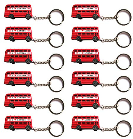 Top 12 Porte-clés en métal Motif bus londonien 3D moulé sous pression, Rouge, taille unique