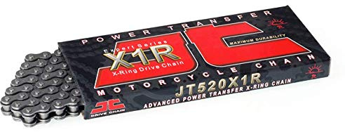 JT Kette JTC520X1R3112DL (520er-Serie), schwarzer Stahl, 112 Glieder, robuste X-Ringkette mit Verbindungsglied