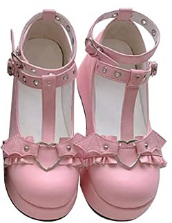 Piattaforma delle Donne Mary Janes Scarpe Sweet Toe Ankle Gothic Platform Dress Décolleté Scarpe Chunky Platform Shoes Scarpe Eleganti in Pelle Verniciata