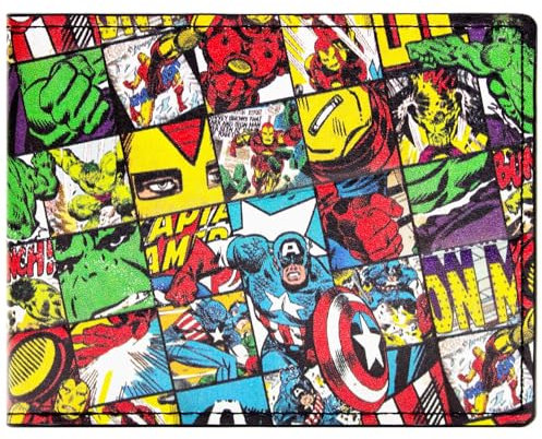 Captain america Chequered Avengers Characters Multicolour ID and Card Bi-Fold Wallet, One Size