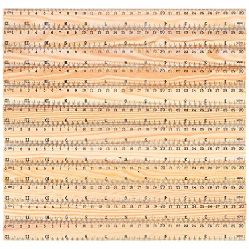 Dropfree 12Pcs Lineal 30 cm Holzlineal SchüLerlineale Holzschullineale BüRolineal Messlineal, 2 Skalen (12 und 30 cm)