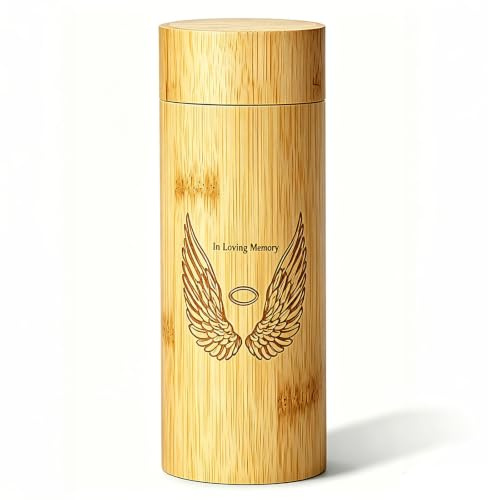 Urna funeraria decorativa con forma de alas de ángel para cenizas humanas, ecológica y biodegradable, tubo de cremación para adultos, machos hembras, mascotas, perros, gatos
