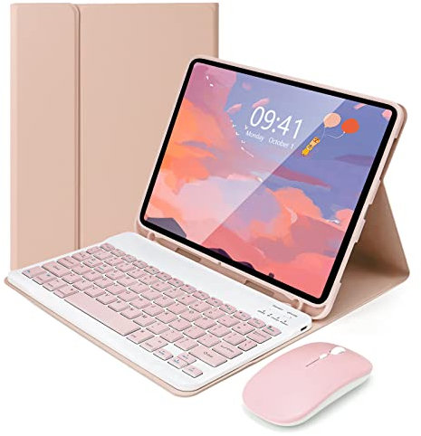 Lively Life Bluetooth Keyboard with Mouse for iPad Air 11-inch (M3 2025 / M2 2024) & Air 4th/5th Gen & iPad Pro 11 inch (1st/2nd/3rd/4th Gen), Detachable Keyboard Cover, UK Layout - Pink
