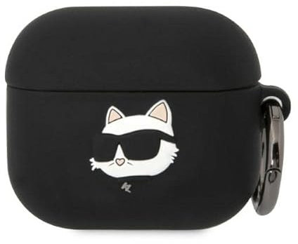 Karl Lagerfeld KLA3RUNCHK Schutzhülle für Airpods 3, Schwarz, Silikon, Eulenkopf, 3D