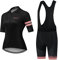 Damen Fahrradtrikot Set, Outdoor Kurzarm Radsport-Shirt+20D Gel Gepolsterte Kurze Hose Fahrradhose Atmungsaktiv Schnelltrocknend