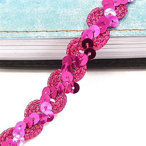 Rouleau de ruban à paillettes colorées - Longueur : 1,5 cm - Largeur : 2 m - Hologramme métallique - En tissu brillant - Rouge rose