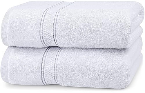 Utopia Towels - 2er-Pack Badetücher Set Premium 100% ringgesponnene Baumwolle 69 x 137 cm Handtücher, sehr saugfähig, weiches Gefühl Duschtücher (Weiß)