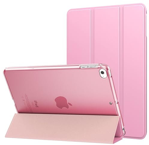 MoKo Schützhülle Kompatibel mit iPad Mini 5. Generation 7.9 2019/iPad Mini 4 2015 - Auto Schlaf/Aufwach Intelligente Hülle mit Translucent Rückseite Standfunktion Cover, Blumen Rosa