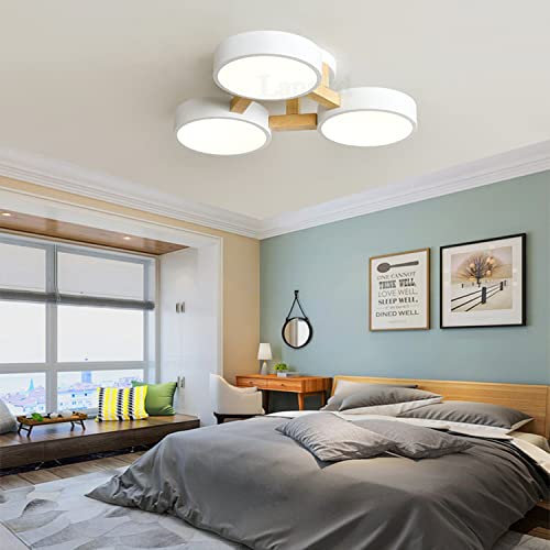 Wohnzimmerlampe Deckenlampe mit Holz Schlafzimmer Decke Deko LED Deckenleuchte Holzlampe Dimmbar Esstisch Esszimmer Küchen Hängend Lampe Modern Vintage Design Kronleuchter Landhaus Schlafzimmerlampe