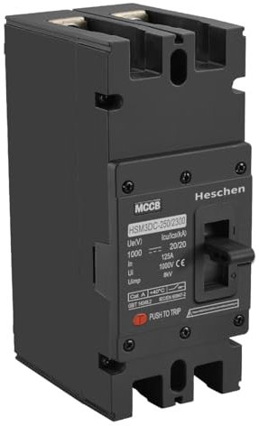 Heschen DC-Leistungsschalter MCCB, HSM3DC-250, 2-polig, DC1000V 125A, Photovoltaik-Leistungsschalter, für PV-Solaranlage Solarmodule Netzsystem