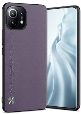 Puxssul für Xiaomi Mi 11 5G Hülle, weiche TPU Kunstleder Hülle,Extrem leichte Ultraleichte Kameraschutz Lederhülle für Xiaomi Mi 11 5G (Violett)