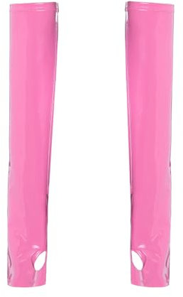 CHICTRY Women Faux Leather Finger Gloves PU Fingerless Gloves for Motorcycle Driving Halloween Party Pink One Size