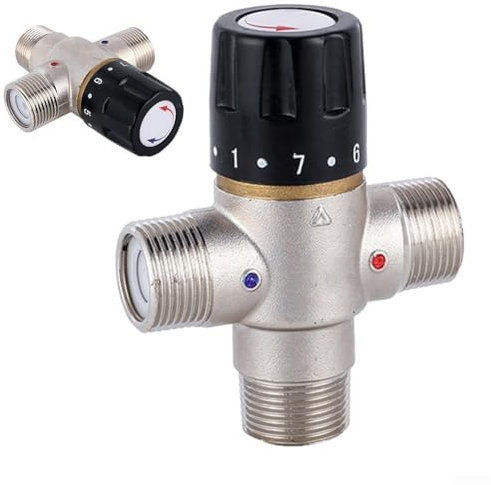 Válvula mezcladora termostática para calentador solar, 3/4 pulgadas DN20 para BSP latón unidireccional agua caliente y fría válvula mezcladora termostática automática