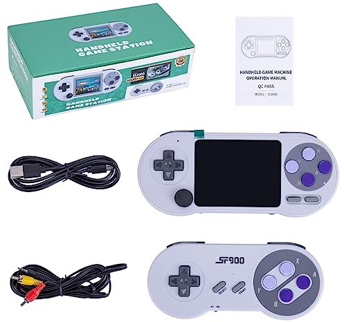 Data Frog SF2000 - Videojuegos de doble reproductor Plug & Play, 6.000 juegos de TV HD preinstalados, consola de juegos portátil de 3 pulgadas con 1 controlador de juegos