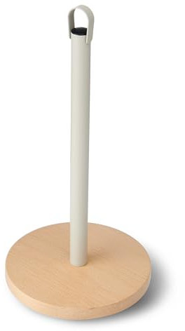 KitchenCraft Idilica Kitchen Roll Holder with FSC Beechwood Base, Round Free-Standing Paper Towel Holder for Kitchen Countertop, Fits Standard Kitchen Rolls, 31.5cm