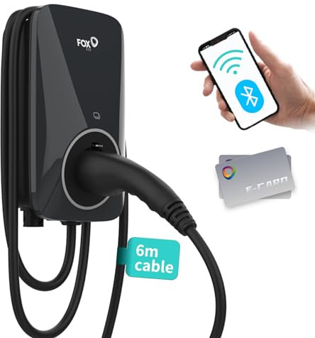 FoxESS 22kW EV-Ladegerät, Typ 2, 380V Wallbox, 6m Kabel, 1-32A, RFID und APP-Steuerung, WiFi und OCPP 4G