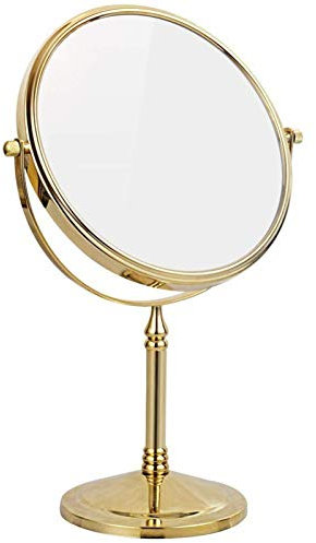 GaRcan Miroirs de Maquillage de comptoir de 8 Pouces, vanité en Laiton Double Face sur Pied avec loupe, miroirs de Rasage cosmétiques à Rotation à 360 °, doré, 10X