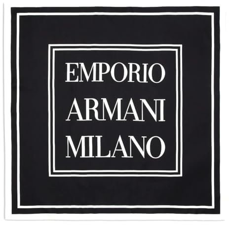 Emporio Armani Halstuch aus reiner Seide, hergestellt in Italien, 625335 4R333 00121, Motiv: Mailand, Schwarz/Weiß, Maße: 68 x 68 cm, Schwarz , 68 x 68 cm